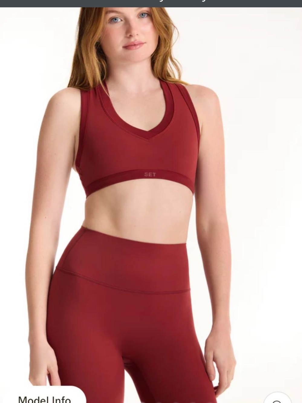 SET Active V-Neck Sports Bra in Deep Brick Red